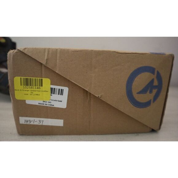 TMA Eyes 27802 Women's Sz 7 Black/Orange Closed Toe Cut-Out Leather Sandals - Picture 6 of 13